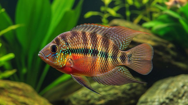 Uaru Cichlid swimming in a tank