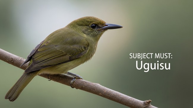 Uguisu perched on a branch